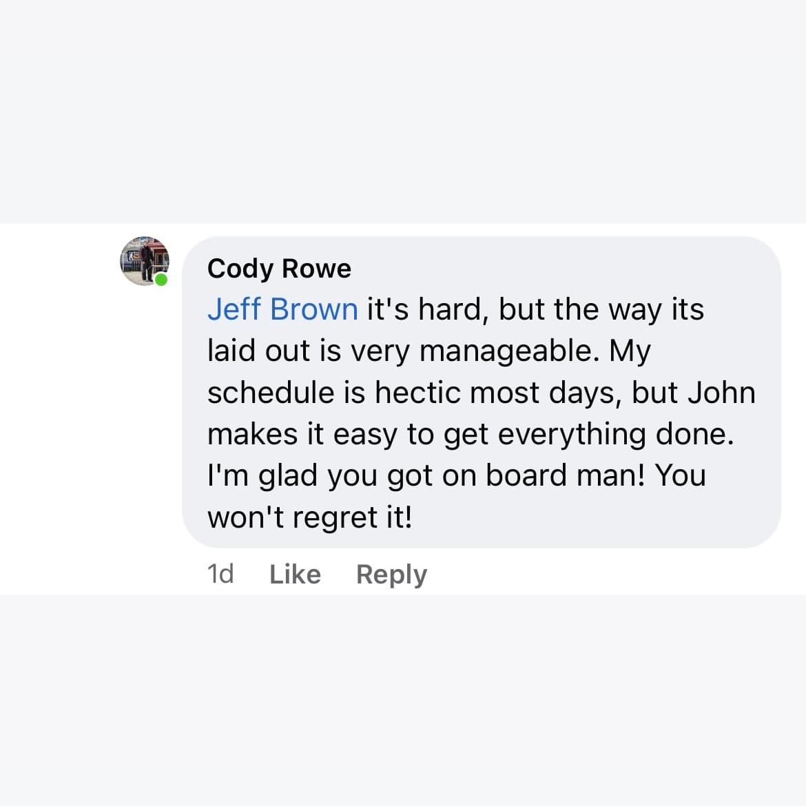 Client testimonial